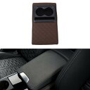 ACROPIX 車用センターコンソールカバー 車用アームレストカバー カップホルダー付き 13.39"x7.48"x2.95" ダークブラウン ブラック ナパレザー ダイヤモンド柄