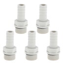 Hihaha プラスチックホースバーブフィッティング 25/64" 3/8"G メススレッド ストレートパイプコネクター グレー ホワイト 5 個