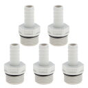 Hihaha プラスチックホースバーブフィッティング 25/64" 1/2"G メススレッド ストレートパイプコネクター グレー ホワイト 5 個
