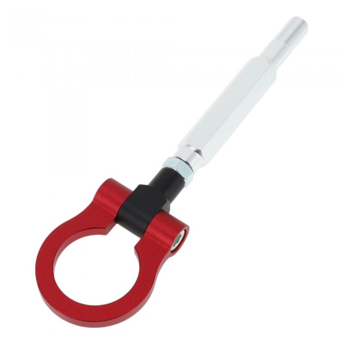 VekAuto フロント/リアトレーラーリングアイ牽引フック、subaruに対応インプレッサ用バンパースクリューオン牽引フック折りたたみ式レーシングトレーラーフックアルミニウム合金レッド