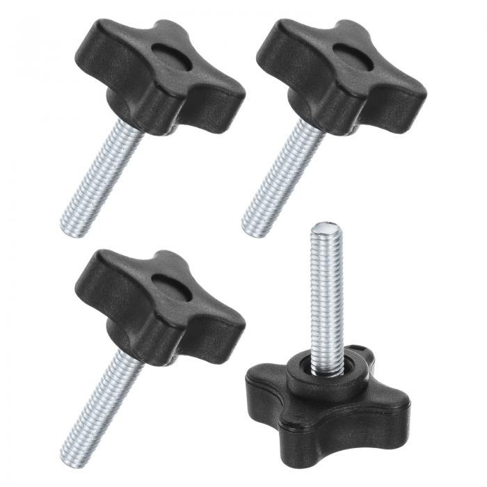 M METERXITY スタークランプノブ 4個パック M6x30mm 雄ねじ手締めネジ 機械/電子機器/家具/傘ベース用 機械ハンドル交換用 [32mm 黒]