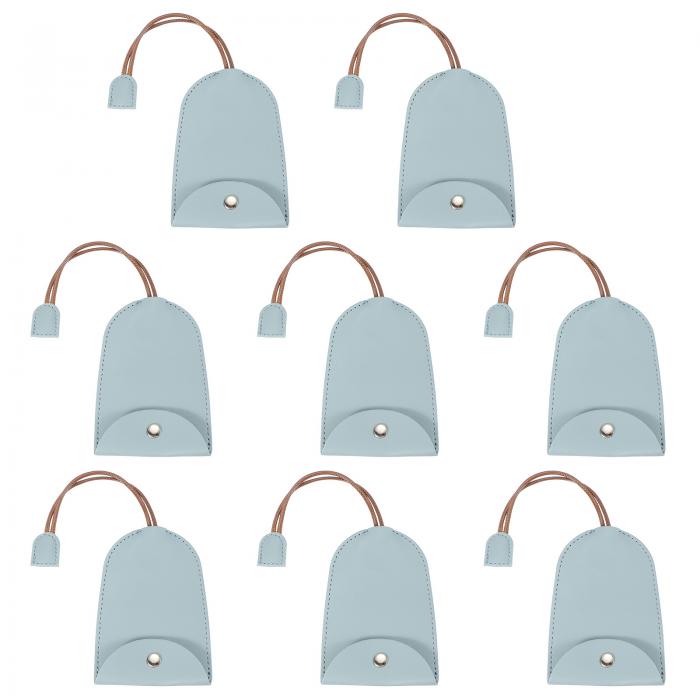 PATIKIL カーキーケース 8個のPUレザーキーポーチ キーフォブホルダー カーオフィスキー用のバックル付きキーチェーンバッグスリーブ シアン