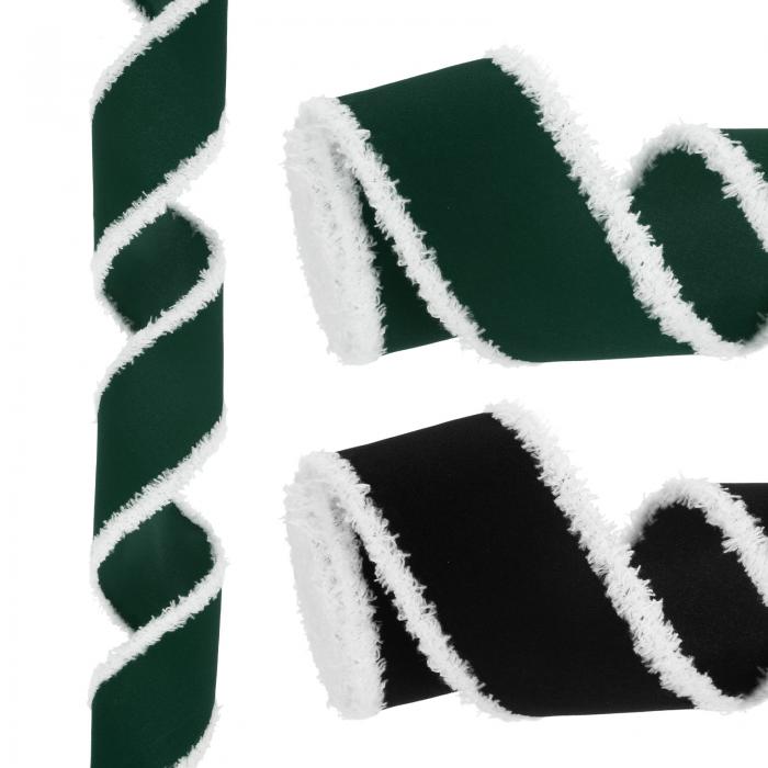 PATIKIL 12ヤード x 63.5 mm クリスマスリボン ベロアリボン ギフトラッピングリボン クラフト バースデー 結婚式 フェスティバル ホリデー装飾 緑 黒