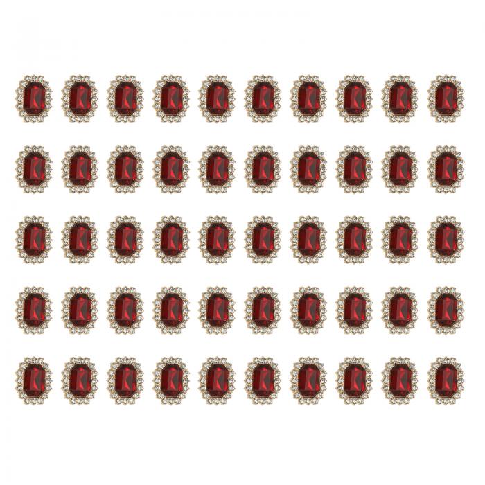 PATIKIL 50個のラインストーン装飾品、ハンドクラフト水晶ラインストーンボタン装飾ゴー ルドベースジェムダークレッドラインストーン、クラフト衣類宝石作り