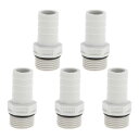 Hihaha プラスチックホースバーブフィッティング5/8" 1/2"G メススレッド ストレートパイプコネクター グレー ホワイト 5個