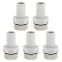 Hihaha プラスチックホースバーブフィッティング5/8" 3/4"G メススレッド ストレートパイプコネクター グレー ホワイト 5個