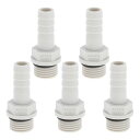 Hihaha プラスチックホースバーブフィッティング5/16" 1/4"G メススレッド ストレートパイプコネクター グレー ホワイト 5個