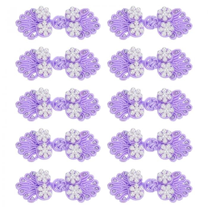 uxcell 中国結び縫いボタンクロージャー、10ペア60x25mm結び手ボタン、ビーズ付き縫いボタンファスナー..