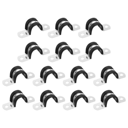 uxcell 14個18mm(23/32")ケーブルクランプ 304ステンレススチールラバーコーティングクッション付き絶縁ケーブルクランプ2穴U字管ストラップクランプ ラインパイプホースワイヤーコード取り付け用 黒 uxcell 14個18mm(23/32")ケーブルクランプ 304ステンレススチールラバーコーティングクッション付き絶縁ケーブルクランプ2穴U字管ストラップクランプ ラインパイプホースワイヤーコード取り付け用 黒