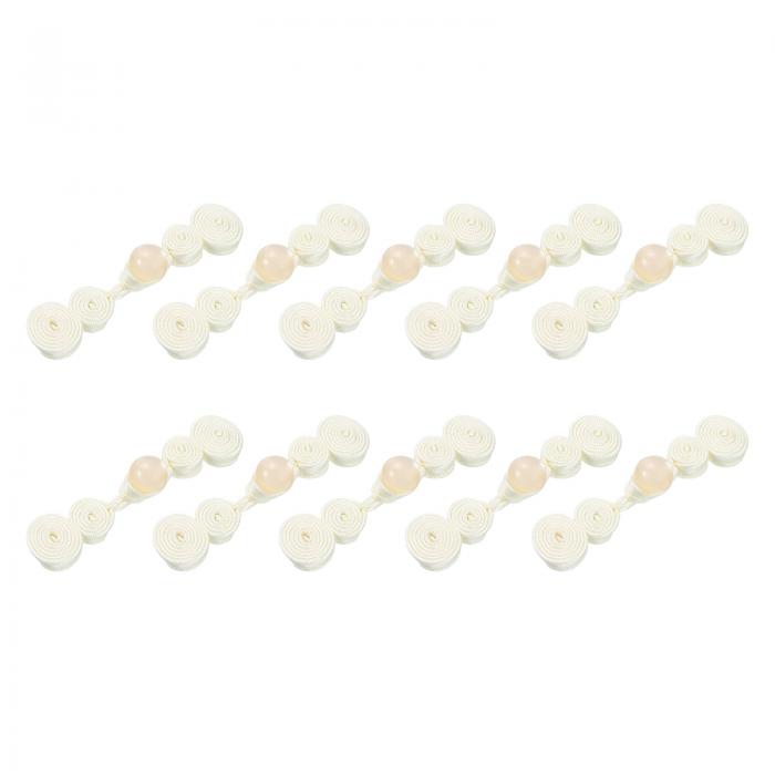 uxcell 中国結びフロッグボタンクロージャー縫製ファスナー、10ペアの模造パール中国クロージャーボタン、DIYチャイナドレス唐装ケープコートブ ライダル衣装（ベージュ）