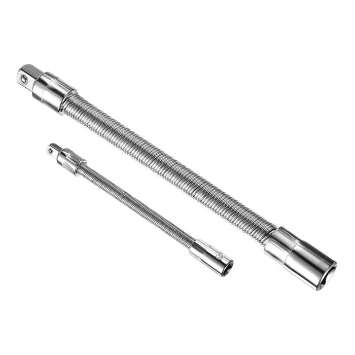 uxcell 1/4" 1/2" ドライブ ソケット延長バー セット スプリング スチール クロム メッキ フレキシブル..
