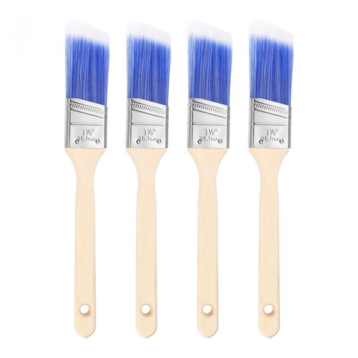 uxcell 4本 ペイントブ ラシ 1.5" アングルペイントおよびチップブ ラシ 木製ハンドル付き DIY ペイン..