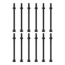 uxcell ナットとワッシャー付きM10x165mmスクエアネックキャリッジボルト 12セット304ステンレススチールラウンドヘッドスクエアネックコーチボルトスクリュー 黒(4)