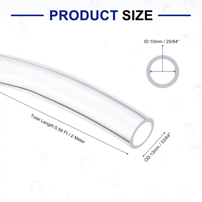 uxcell シリコーンチューブ 内径10mm 外径13mm 長さ2M 透明 シリコーンホース 高温用ホースチューブ ホームブルーイング アクアポニックス エアホース 灌漑用