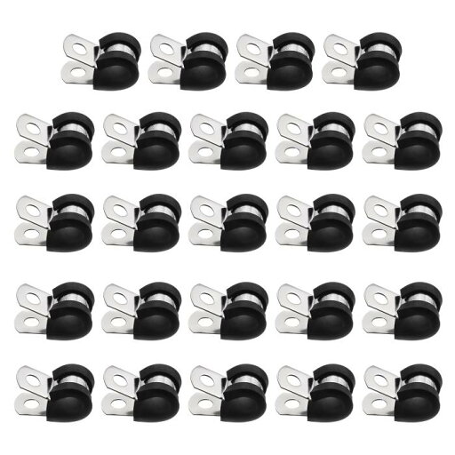 uxcell 24個9mm(11/32")ケーブルクランプ 304ステンレススチールラバーコーティングクッション付き絶縁ケーブルクランプRチューブストラップクランプ ラインパイプホースワイヤーコード取り付け用 黒 uxcell 24個9mm(11/32")ケーブルクランプ 304ステンレススチールラバーコーティングクッション付き絶縁ケーブルクランプRチューブストラップクランプ ラインパイプホースワイヤーコード取り付け用 黒
