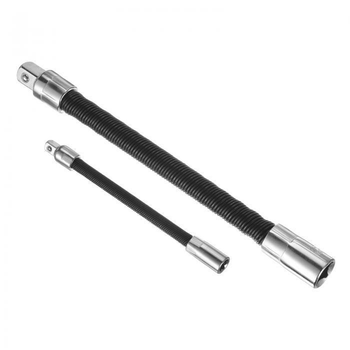 uxcell 1/4" 1/2" ドライブ ソケット延長バー セット スプリングスチール 黒色仕上げ フレキシブル延長..