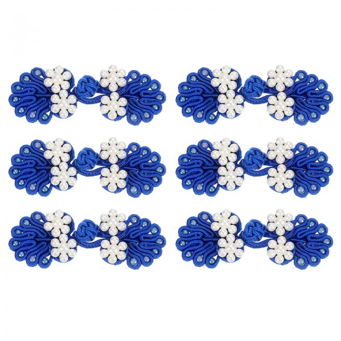 uxcell 中国結びボタンクロージャー、6ペア60x25mmの結びボタン、ビーズ付きの縫いボタン、チャイナド..