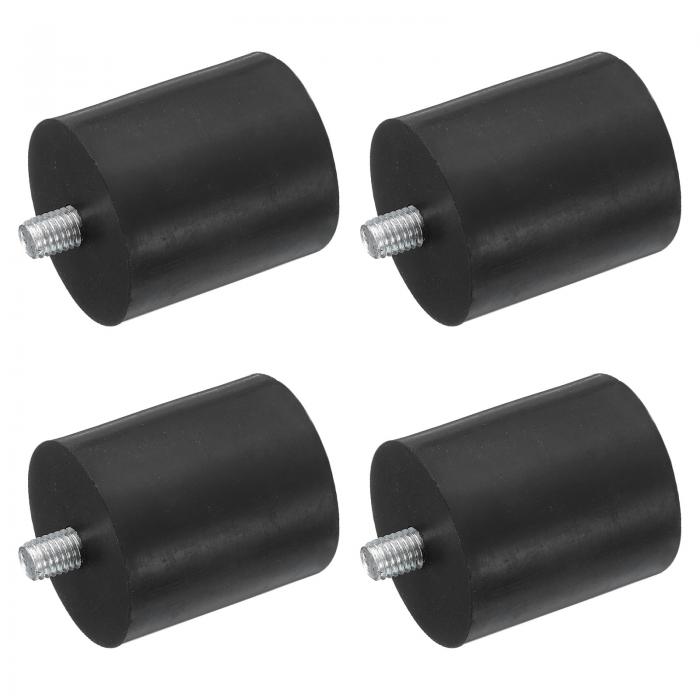 uxcell 4個セットのスレッド調整可能なレベリングフィート 1.57インチ×1.77インチのゴム製家具フィート M8×10mmスタッド付き テーブルチェアフィート床保護具 黒