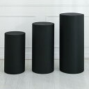 uxcell 3個セット 黒シリンダースパンデックススタンドカバー パーティーウェディングバースデーデコレーション用 プリンススタンドカバー シリンダーカバー みを含む(弾性生地 - 大)(3)