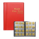 uxcell 120ポケットコインフリップホルダーアルバム 2" x 2" PVCライニングコインカードボード収納ブックコインフリップアルバムPUレザーコインコレクションスリーブサプライホルダーブック(レッド)