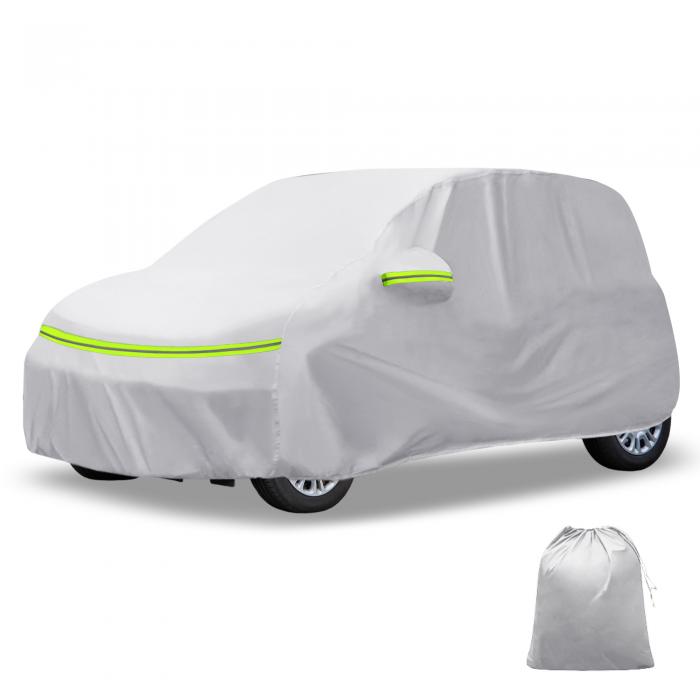 X AUTOHAUX Nissanに対応ノート用カーカバー アルミフィルム 綿製屋外フルカーカバー オールウェザー防水防風日焼け防止 ドライバードアジッパー付き