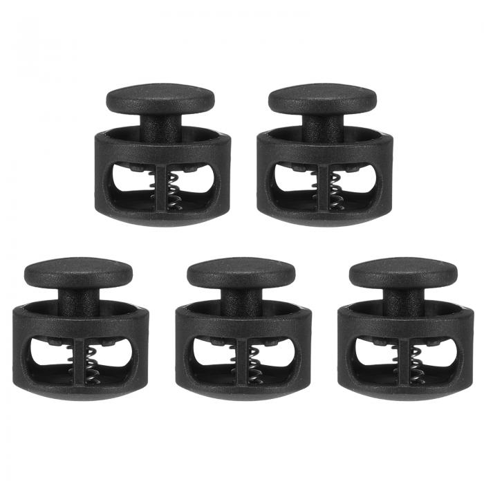 uxcell 5個のプラスチックコードロック、ダブルホールスプリングトグルストッパークリップ、ドローストリング、パラコード、バッグ、衣類、手袋のひもロック交換用...