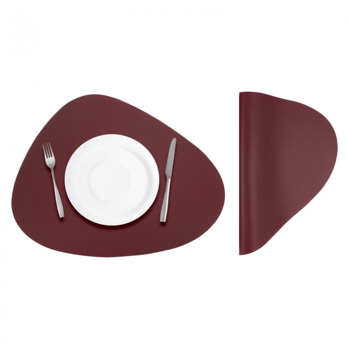 uxcell ダークレッド PUレザー製 ダイニングテーブル用プレクッション2枚セット PUレザー製 ドロップ型テーブルクッションプレクッション 耐熱防水防油キッチンプレクッション2枚セット