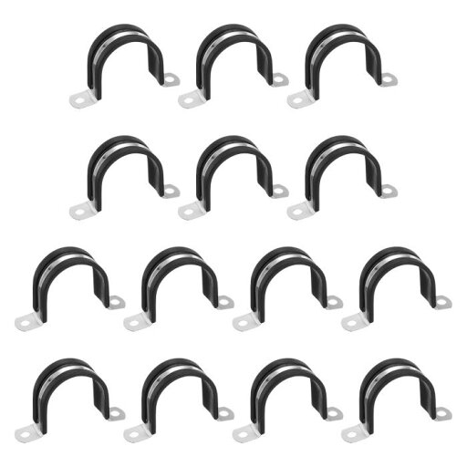 uxcell 14個42mm(1-21/32")ケーブルクランプ 304ステンレススチールラバーコーティングクッション付き絶縁ケーブルクランプ2穴U字ストラップクランプ ラインパイプホースワイヤーコード取り付け用 黒 uxcell 14個42mm(1-21/32")ケーブルクランプ 304ステンレススチールラバーコーティングクッション付き絶縁ケーブルクランプ2穴U字ストラップクランプ ラインパイプホースワイヤーコード取り付け用 黒