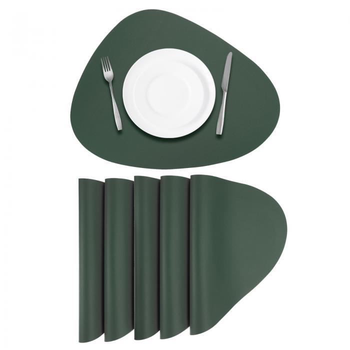 uxcell ダイニングテーブル用 フェイクレザープレクッション6枚セット PUレザー製 ドロップ型テーブルクッションプレクッション 耐熱性 防水 防油キッチンプレクッション 緑