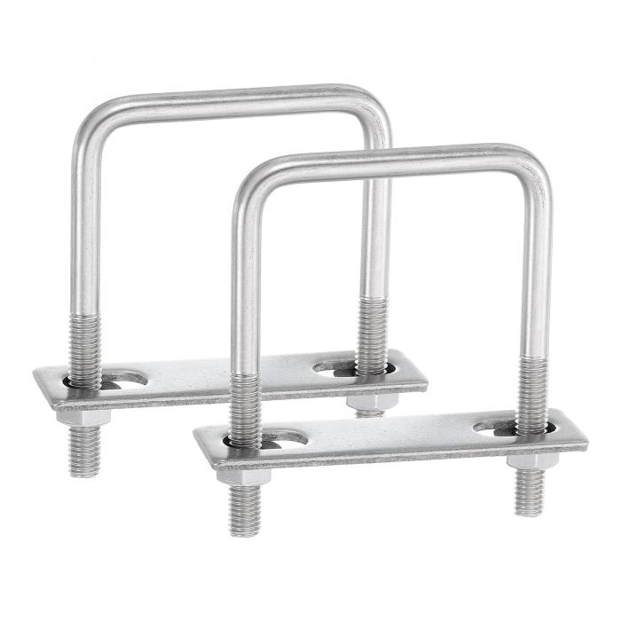 uxcell 2セット304ステンレススチールスクエアUボルト 2.44