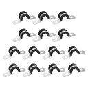 uxcell 14個12mm(15/32")ケーブルクランプ 304ステンレススチールラバーコーティングクッション付き絶縁ケーブルクランプ2穴U字ストラップクランプ ラインパイプホースワイヤーコード取り付け用 黒