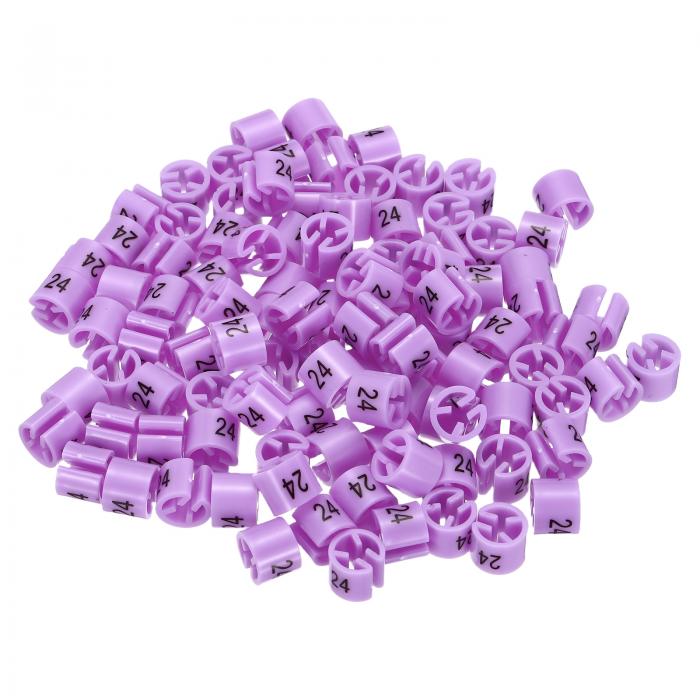 uxcell 洋服ハンガーマーカーナンバー24 タグ 3 mm ロッドに適合 パープル ガーメント クロージング カラーコーディング 100個入り