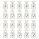 uxcell 20個のプラスチックコードロック、シングルホールスプリングトグルストッパークリップ、ドローストリング、パラコード、バッグ、衣類、手袋のひもロック交換用、ホワイト(4)