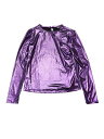 Allegra K トップスシャツ 光沢 シャイニー メタリック 長袖 パーティー レディース 光沢のあるほこりっぽい紫色 M