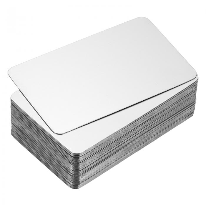 PATIKIL 0.5mmステンレス鋼メタル名刺 50枚入り空ホワイト名刺レー ザー彫刻用DIYギフトカード シルバー