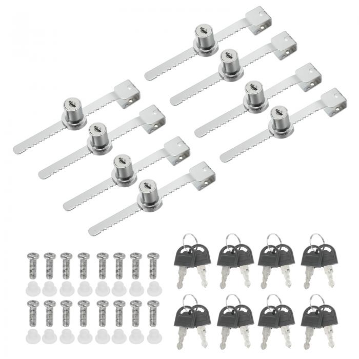 PATIKIL ガラスキャビネットロック、8個の異なるキー付き亜鉛合金シングルスイングショーケースロック..