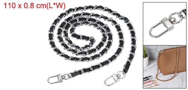 PATIKIL レザーパースハンドルストラップ 43"パースストラップ交換用DIYパースチェーンストラップ ハンドバッグクロスボディショルダーバッグ用 黒