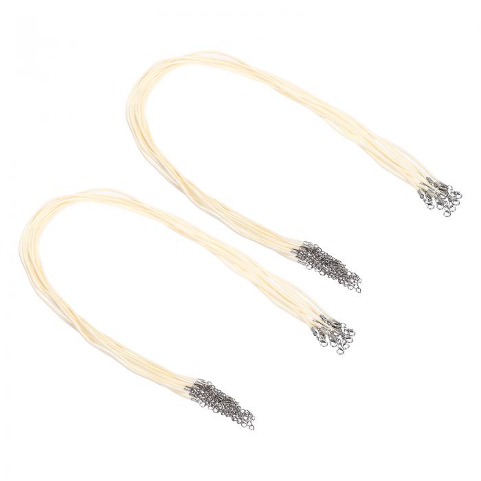 PATIKIL 24インチ ネックレスコード、20個 ワックスブレスレットストリング 2mm 厚さ ネックレスロープ バルク クラ スプ付き ペンダント ブレスレット 宝石メイキング DIY クラフト、ベージュ