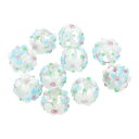 PATIKIL 10個入り バンピー ハンドメイド ガラスビーズ 14mm ガラス ルース スペーサー ビーズ ロンデル ラウンド 花付き DIY ネックレス 宝石 クラフト 携帯電話ケース アクセサリー作り ホワイト ブルー