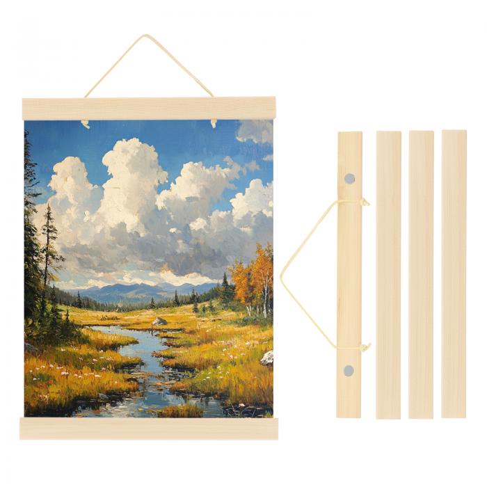 PATIKIL 2セット磁気ポスターハンガーフレーム8 インチ木製マグネットピクチャーハンガーフレーム幅広ハンギングキット写真 絵 地図 木製カラー