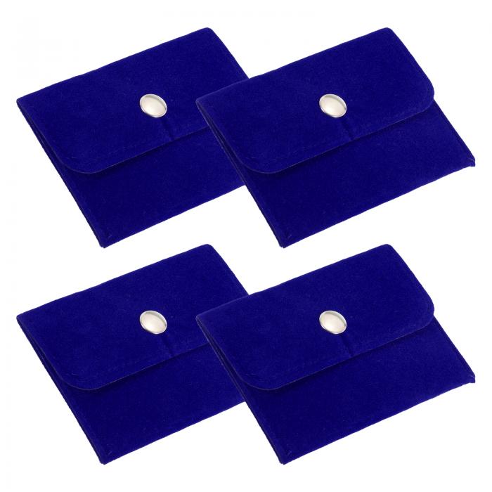 PATIKIL 4x3"宝石ポーチ 4個セット ベルベットポーチ スナップボタン付きポータブル収納バッグ イヤリ..