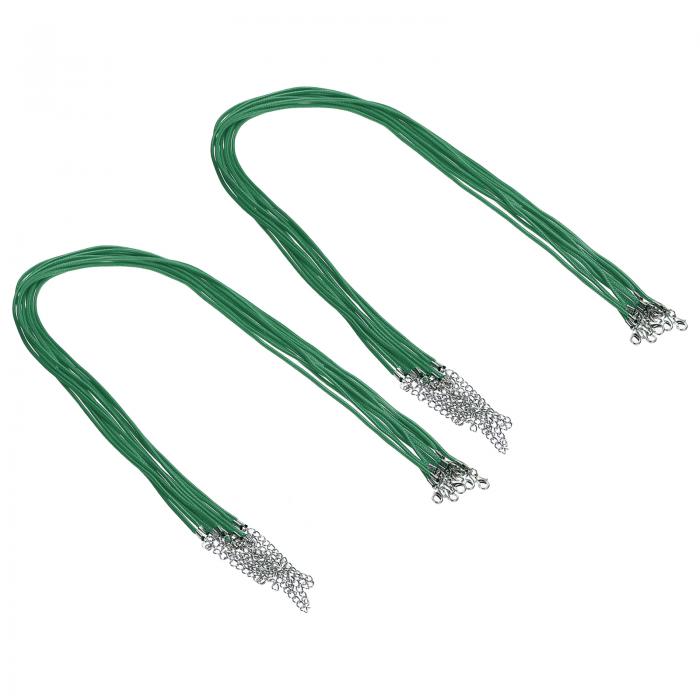 PATIKIL 24インチ ネックレスコード、20個 ワックスブレスレットストリング 2mm 厚さ ネックレスロープ バルク クラ スプ付き ペンダント ブレスレット 宝石メイキング DIY クラフト、緑