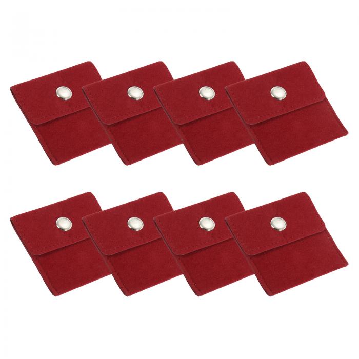 PATIKIL 3x3"宝石ポーチ 8個パック ベルベットポーチスナップボタン付きポータブル収納バッグ イヤリン..