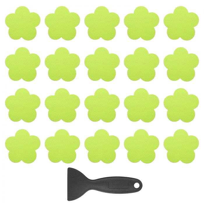 PATIKIL 20個の滑り止めバスタブステッカー スクレイパー付きのアンチスリップシャワーステッカー バスルームシャワーフローデカール 花形かわいいトレッドタブ グラス緑