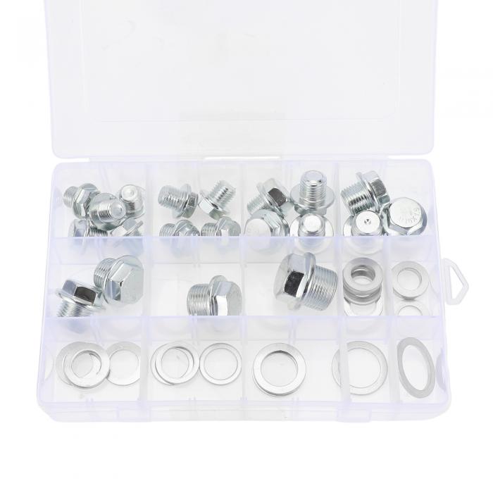 HEROFFIX オイルドレンプラグオイルパンドレンボルトネジ修理キットガスケット付きシルバートーンアルミニウムM12x1.25 M12x1.5 M14x1.5 M16x1.5 M18x1.5 M20x1.5 M22x1.5