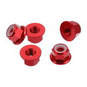 HEROFFIX 5個M8車用フランジナットアルミニウム合金 プラスチックゴムリングフラットヘックスロックフランジナット滑り止めロックフランジワインレッドゴムリング11mm/0.43"