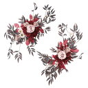 PATIKIL ウェディングアーチの花、2個の人工シルクフェイクローズフラワースワッグ、リーフ付きウェルカムサインセレモニーレセプションパーティー装飾用バックドロップ、ワイン/ダークローズ