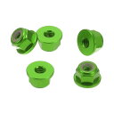 HEROFFIX 5個M3車用フランジナットアルミニウム合金 プラスチックゴムリングフラットヘックスロックフランジナット滑り止めロックフランジ緑ゴムリング4.5mm/0.18"