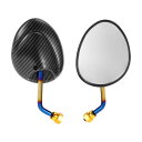 Partuto M8ユニバーサルオートバイリアビューミラー バーエンドサイドミラー マウント可能 アジャスタブル 鉄 プラスチック カーボンファイバーパターンブ...
