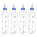 PATIKIL 230 ml/8 OZ プラスチック製絞るボトル 青いツイ ストキャップ付き 4 個入りグラデーションラウンドディスペンシングボトル 液体 クラフト オイル 調味料用空ボトル